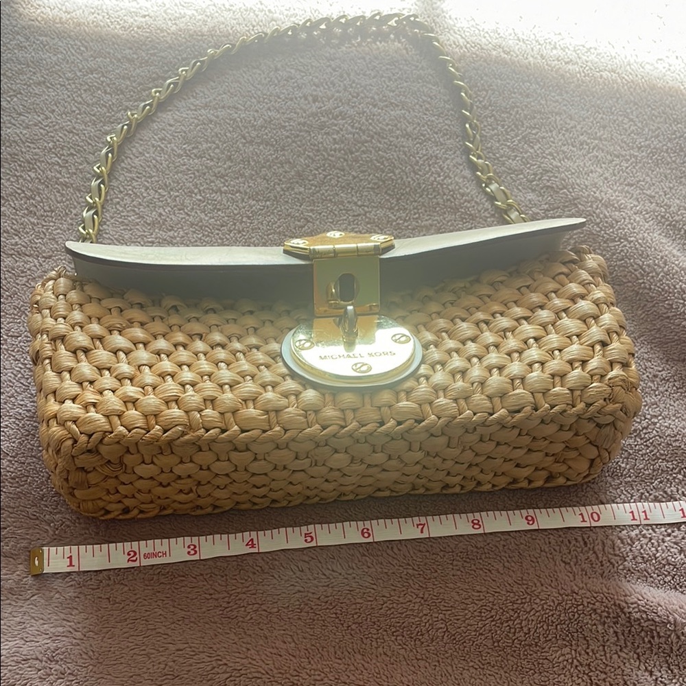 Michael Kors Santorini Straw Bag with Chain Strap - Picture 14 of 14